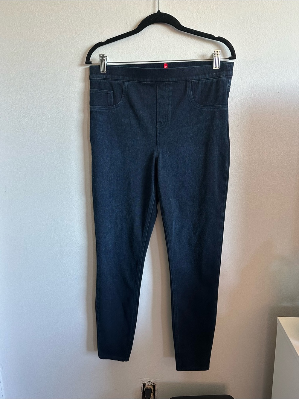 SPANX Dark Wash Denim Jean Leggings Jeggings Pull On Skinny Size Large